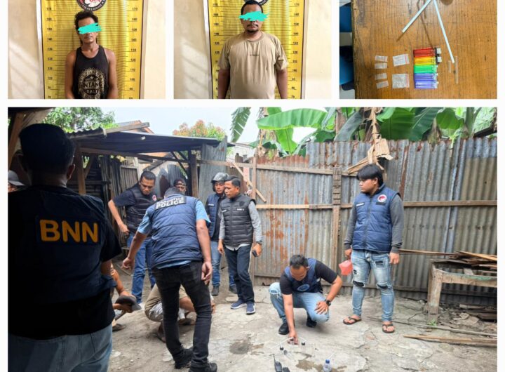 Gerebek Sarang Narkoba di Binjai Barat, Dua Pria Diamankan dan Barak Dihancurkan