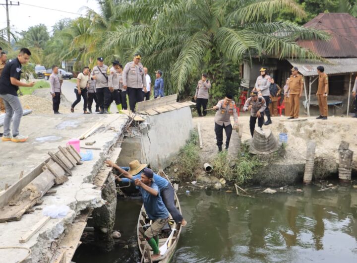 Kapolres Langkat Turun Tangan, Renovasi Jembatan Vital di Secanggang Dikebut Hingga 75 Persen