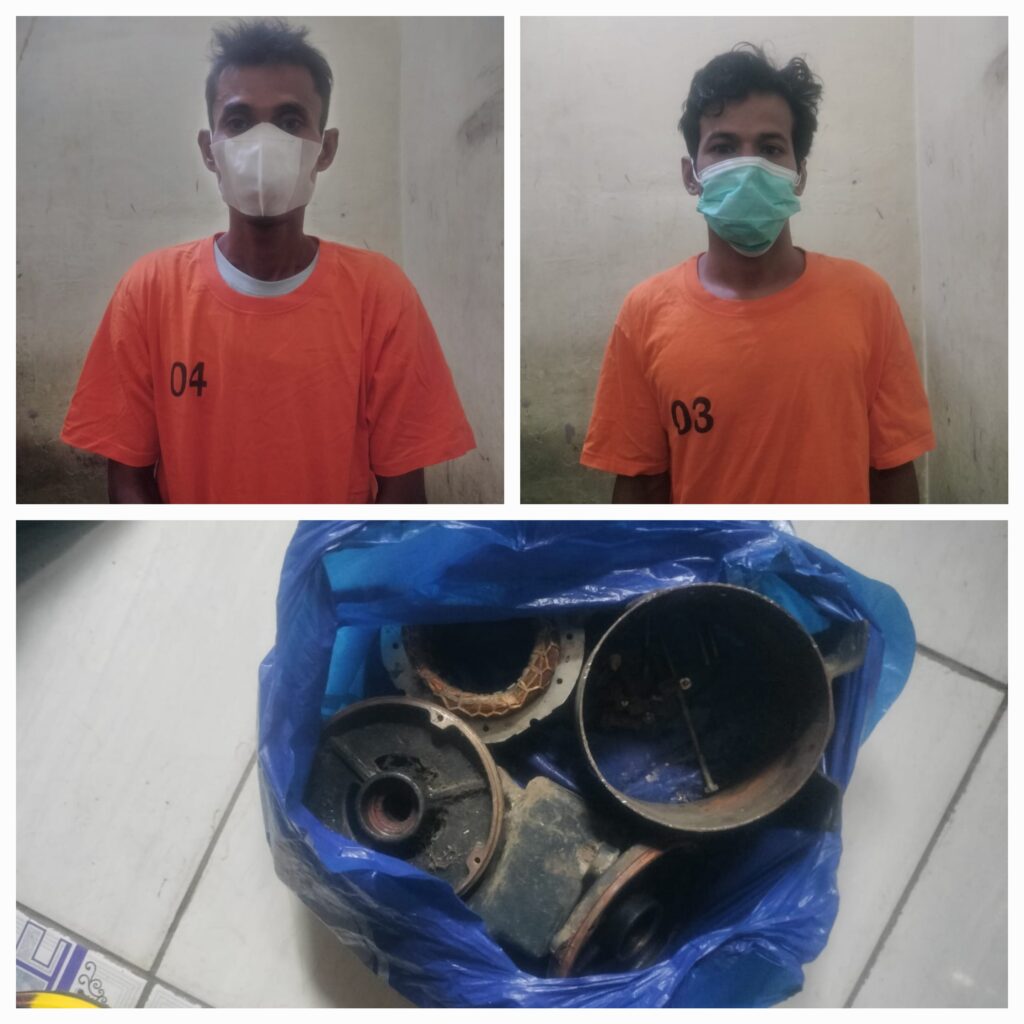 Dua Pelaku Curat Dibekuk Hitungan Jam, Mesin Pompa Air Dibongkar untuk Dijual