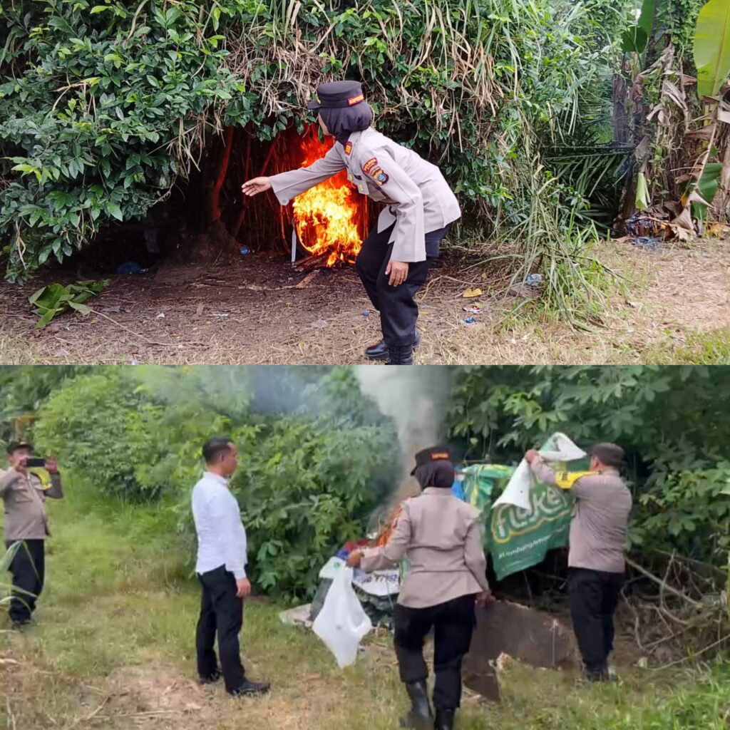 Polsek Binjai Bongkar Sarang Narkoba di Tandem Hilir, Tiga Bong Ditemukan dan Barak Dimusnahkan