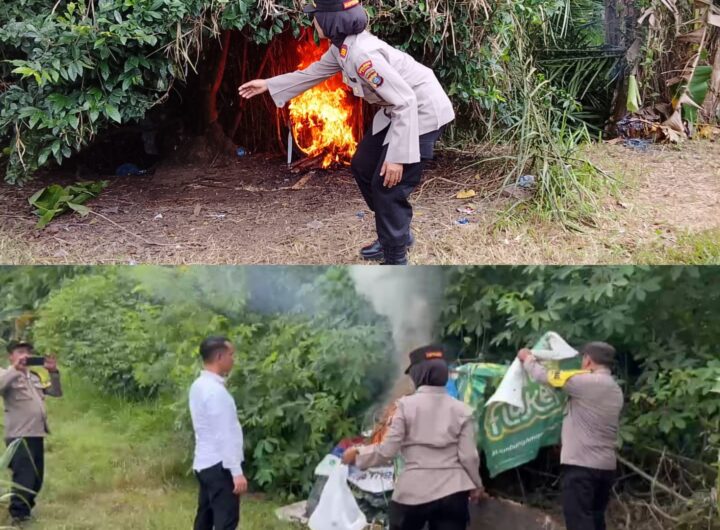 Polsek Binjai Bongkar Sarang Narkoba di Tandem Hilir, Tiga Bong Ditemukan dan Barak Dimusnahkan