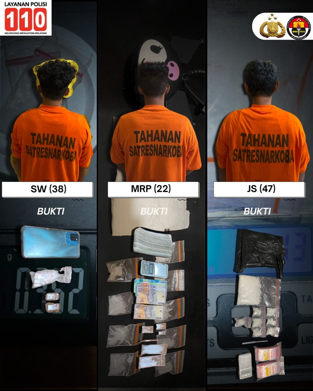 Tiga Hari Beruntun, Tiga Pendedar Sabu Diciduk Polres Binjai, Total 117,47 Gram Disita