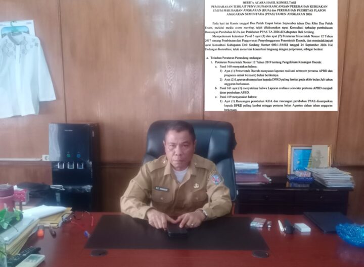 KUA-PPAS Tak Kunjung Sepakat, Pemkab  Deli Serdang Konsultasi Ke Kemendagri: Perubahan APBD 2026 Ditarget Selesai 30 September