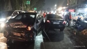Vios Hantam Dua Motor, Lalu Tabrak CR-V dan Agya di Binjai, Warga Rambung Barat Geger