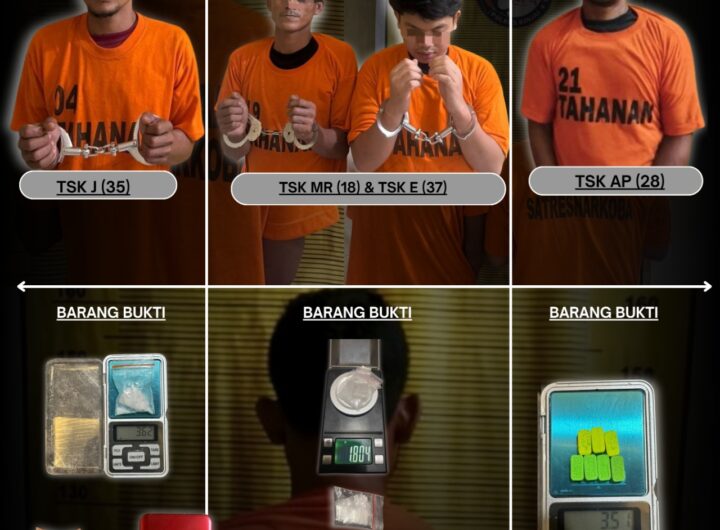Tak Beri Celah Bandar Narkoba, Satresnarkoba Polres Binjai Ringkus 4 Terduga dan Sita Sabu-Ekstasi